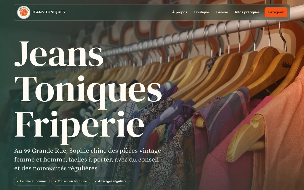 Capture du site Jeans Toniques Friperie